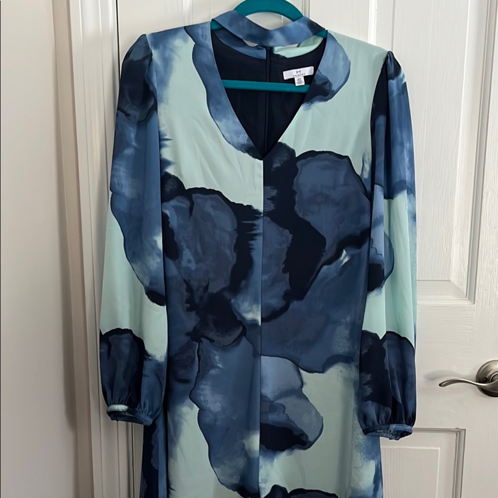 Halston Blue and Gray Artistic Dress